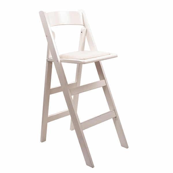 White Folding Bar Chair with Upholstery for rent – Harmonia | Rentlyz