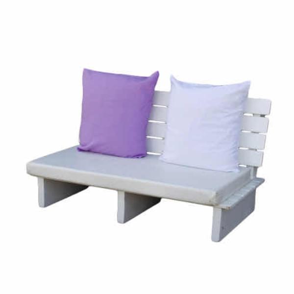White Double Futon with Mattress and Cushions for rent – Harmonia | Rentlyz
