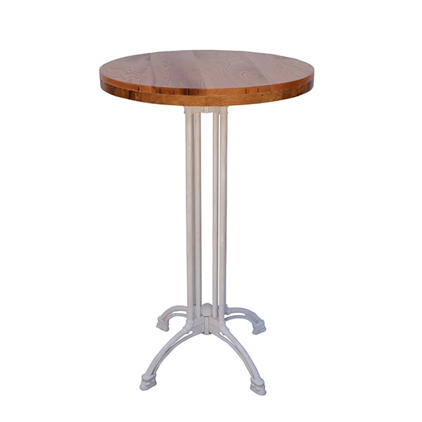 Bar Table with Oak Top 0.70m and White Metal Legs for rent – Harmonia | Rentlyz