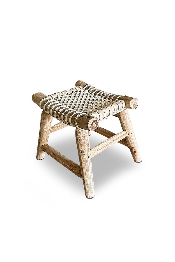Indonesian Stool with White Threads for rent – Harmonia | Rentlyz