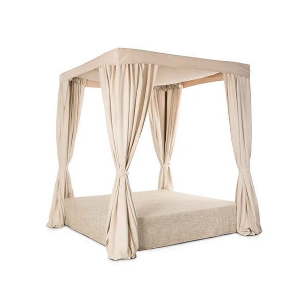 Natural Linen Canopy Bed for rent – Kaplan | Rentlyz