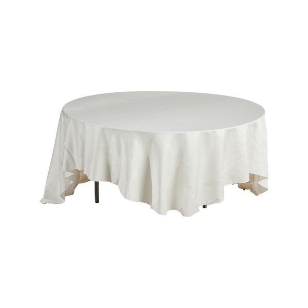 Round White Satin Tablecloth 2.60m for rent – Harmonia | Rentlyz