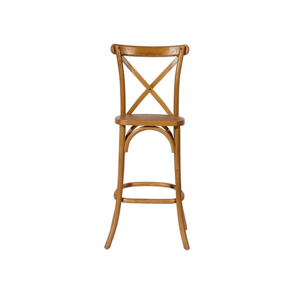 Natural Cross Wooden Bar Stool for rent – Tamir Aruim | Rentlyz