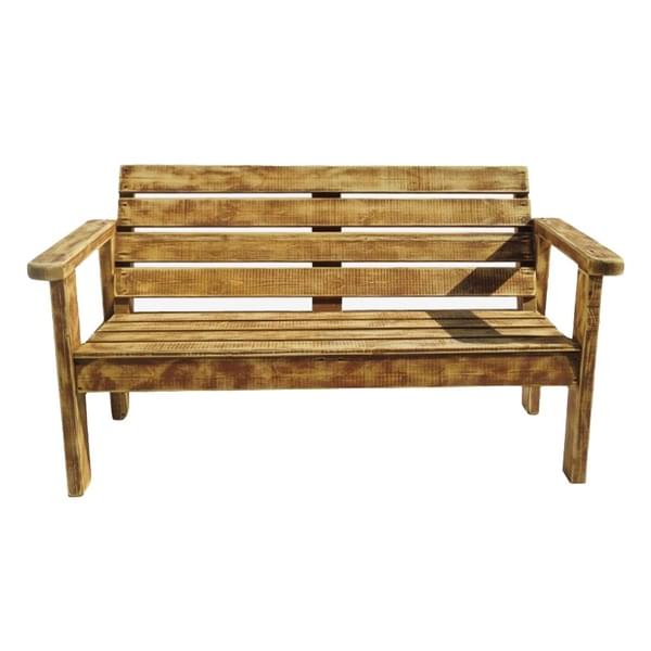 Double Wooden-Colored Garden Bench for rent – Harmonia | Rentlyz