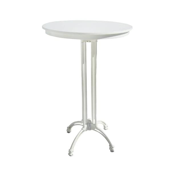 Bar Table with White Top 0.80m and White Metal Legs for rent – Harmonia | Rentlyz