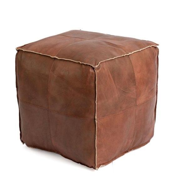 Moroccan Square Leather Pouf for rent – Karma | Rentlyz