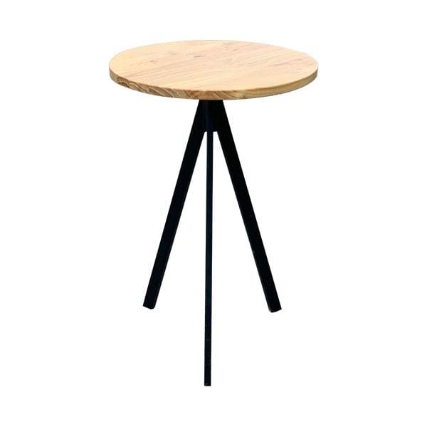 Bar Table with Black Tripod Legs and Natural Round Top for rent – Karma | Rentlyz