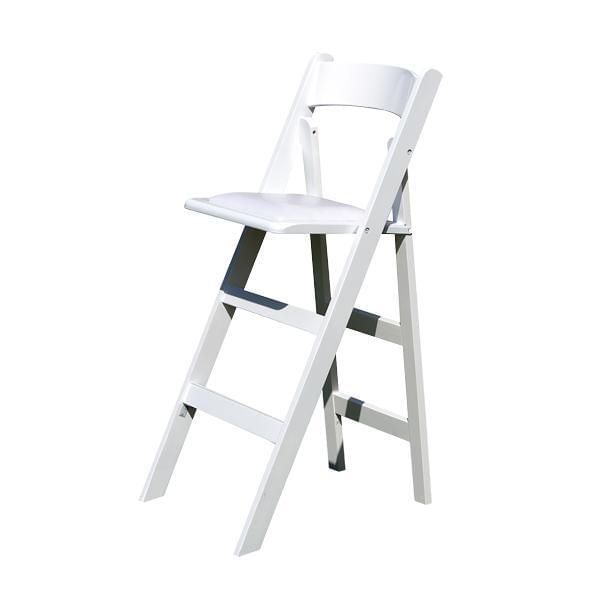 White Wooden Folding Bar Chair with Padding for rent – Karma | Rentlyz