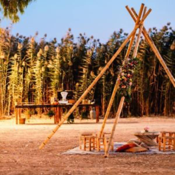 Giant Bamboo Teepee Structure for rent – Karma | Rentlyz
