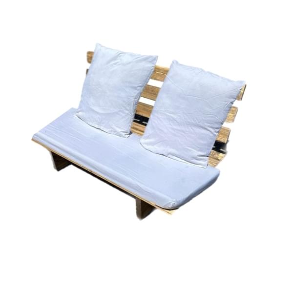 Double Futon Bench in Walnut Tone for rent – Karma | Rentlyz