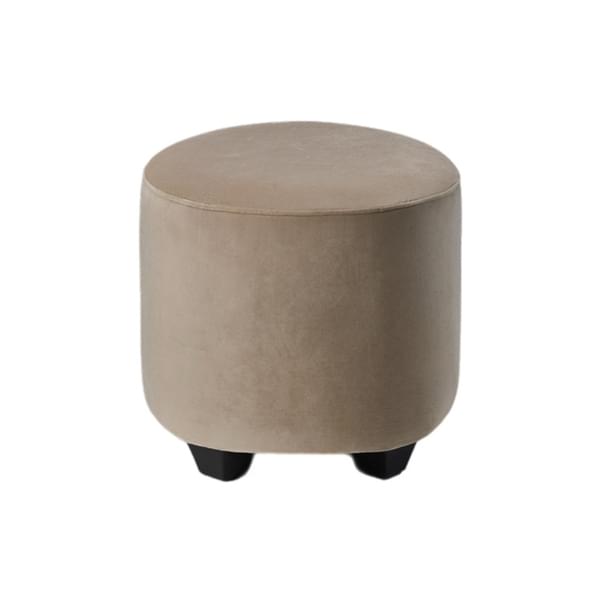 Round Velvet Ottoman in Champagne for rent – Sugoy Design | Rentlyz