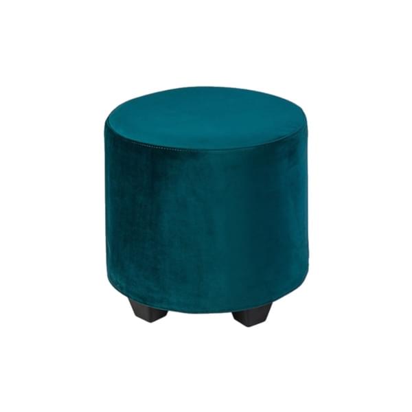 Round Blue Petrol Velvet Footstool for rent – Sugoy Design | Rentlyz