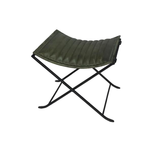 'X' Ottoman Green Leather for rent – Sugoy Design | Rentlyz
