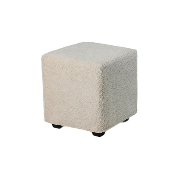 Square Ottoman Pouf in Off-White Bouclé for rent – Sugoy Design | Rentlyz