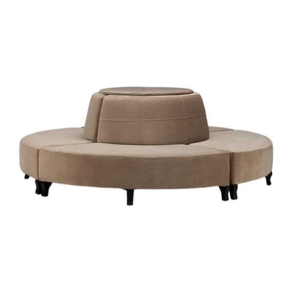 Round Champagne Center Sofa for rent – Sugoy Design | Rentlyz