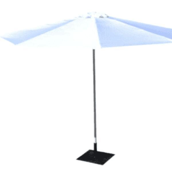 White Patio Umbrella with Base for rent – Karma | Rentlyz
