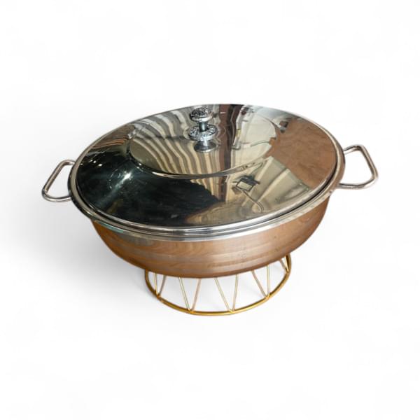 Silver Chafing Dish with Gold Stand for rent – Mr-Mor | Rentlyz