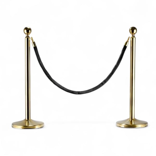 Gold Stanchion with Black Rope: for rent – Les Events | Rentlyz