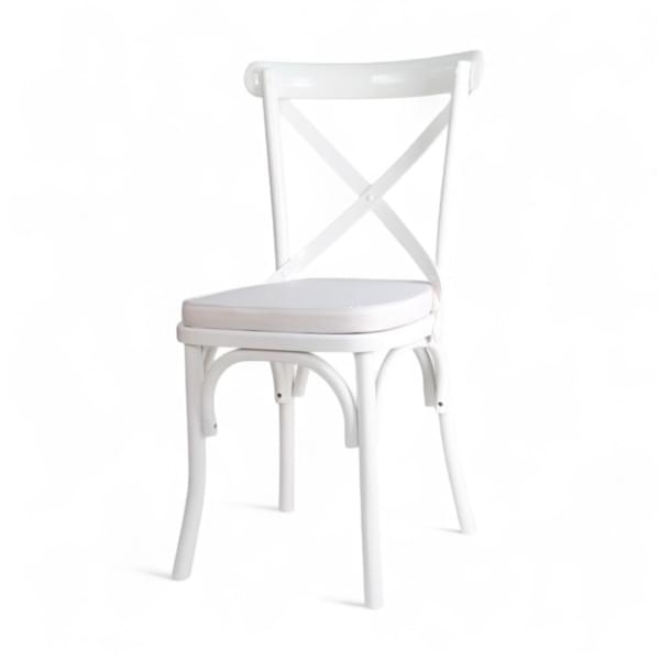White cross back chair for rent – Hodaya | Rentlyz