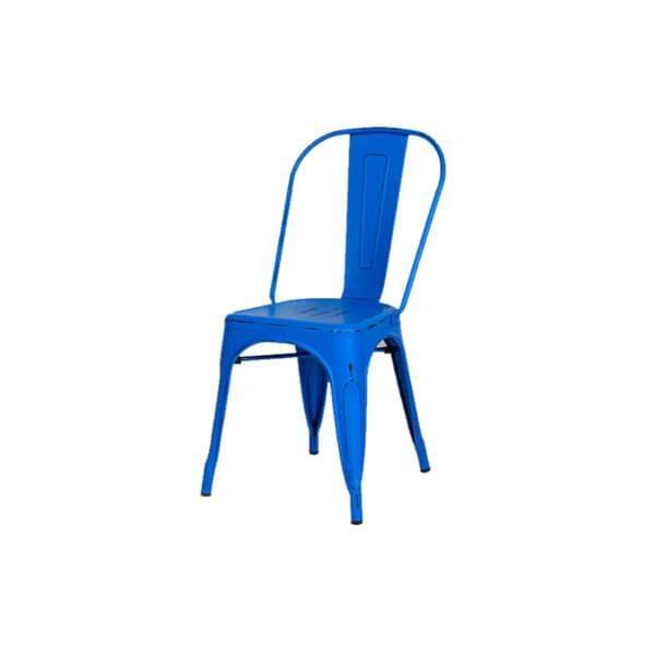 Blue metal chair for rent – Shanti Eleganti | Rentlyz
