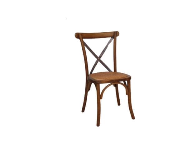 Brown Cross Chair Coffee for rent – Shanti Eleganti | Rentlyz