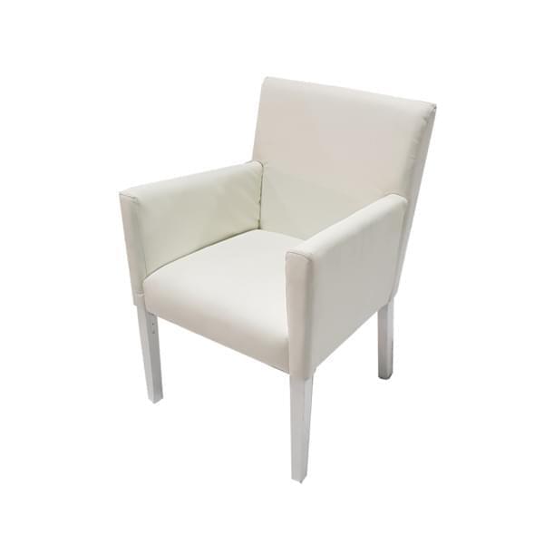 White panel armchair for rent – Shanti Eleganti | Rentlyz