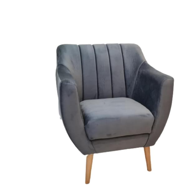 Gray velvet armchair for rent – Shanti Eleganti | Rentlyz