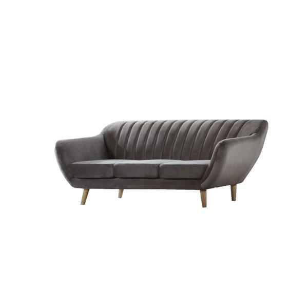 Three-seater gray velvet sofa Seychelles model for rent – Shanti Eleganti | Rentlyz
