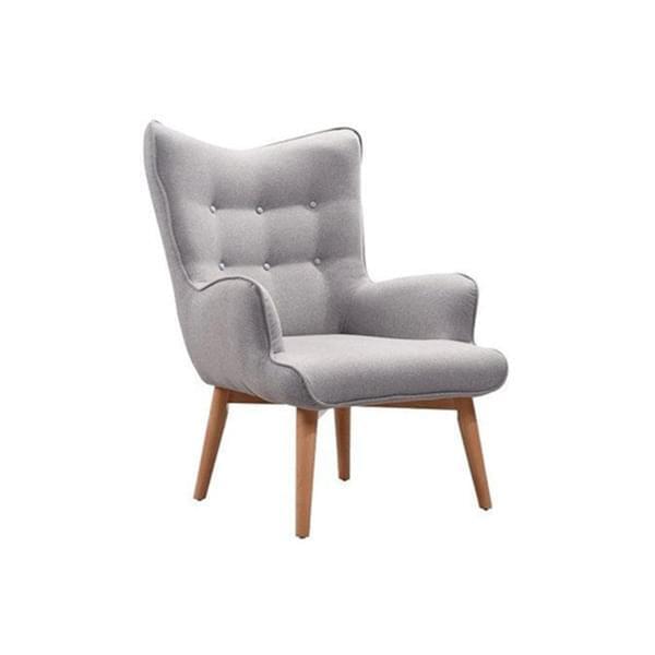 Gray retro fabric armchair for rent – Shanti Eleganti | Rentlyz