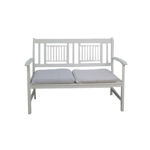 White garden bench for two for rent – Shanti Eleganti | Rentlyz