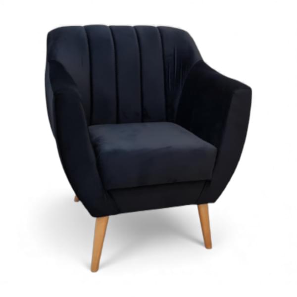 Black velvet armchair for rent – Shanti Eleganti | Rentlyz
