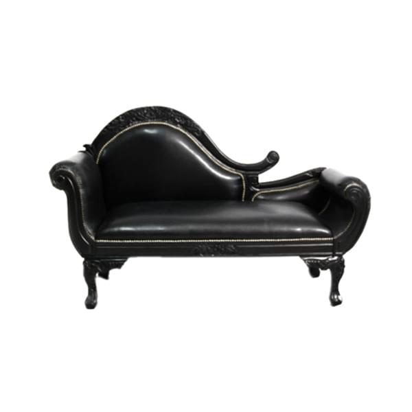 Long black Louis chaise lounge for rent – Shanti Eleganti | Rentlyz