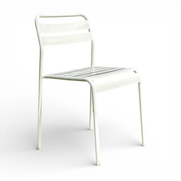 White Metal Chair with Stripes for rent – GuestLine | Rentlyz