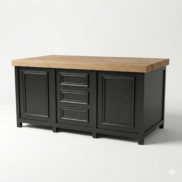Rustic oak butcher table for rent – Les Events | Rentlyz