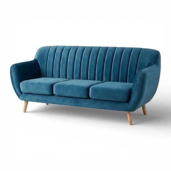 Blue velvet sofa model Seychelles for rent – Shanti Eleganti | Rentlyz