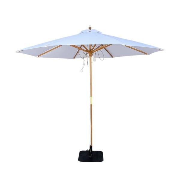 Wooden parasol with a diameter of 3 meters+base for rent – Harmonia | Rentlyz