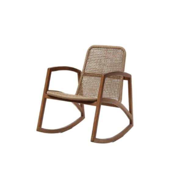 Rattan rocking armchair for rent – Shanti Eleganti | Rentlyz