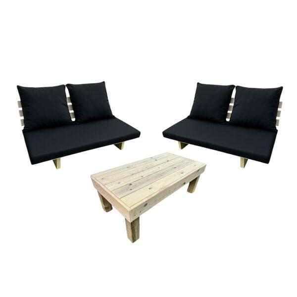 Set of pouf cushions + table - black color for rent – Les Events | Rentlyz
