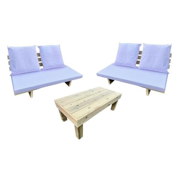 Set of pouf cushions and table - white color for rent – Les Events | Rentlyz