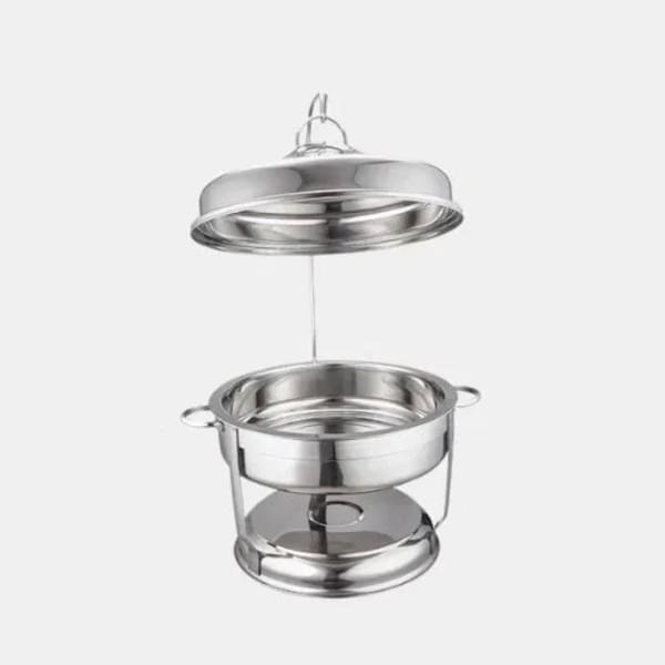 Round chafing dish + lid & hanging stand – Silver for rent – Kasaro | Rentlyz