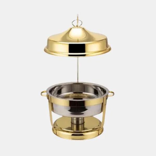 Round chafing dish + lid & hanging stand – Gold for rent – Kasaro | Rentlyz