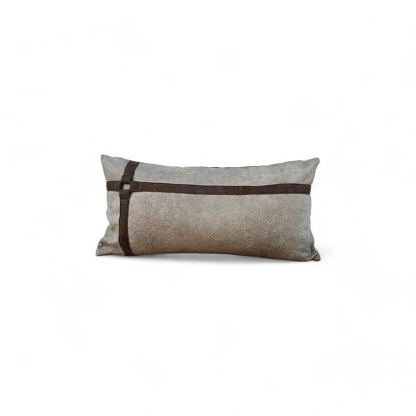 Brown Rectangular Cushion Cover, Off-White Suede-Look with Brown Faux Leather Straps for rent – DDNest | Rentlyz