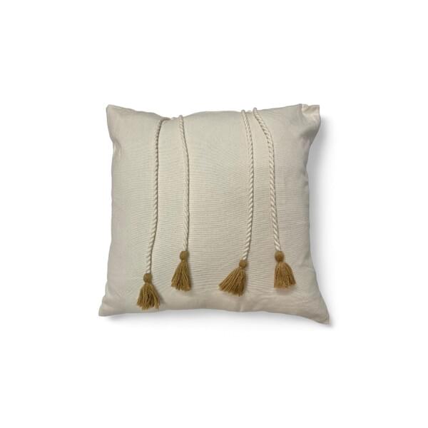 Rope Square Cushion Cover, Off-White Cotton with Rope Tassels for rent – DDNest | Rentlyz