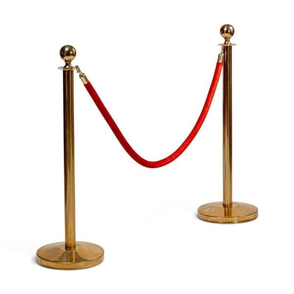 Red Rope Barrier with Gold Post for rent – Diamond | Rentlyz