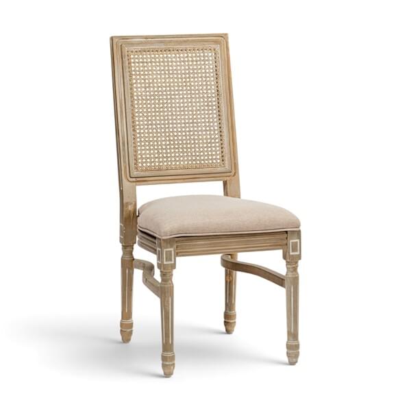 Rattan Opal Chair, Linen Seat for rent – Diamond | Rentlyz