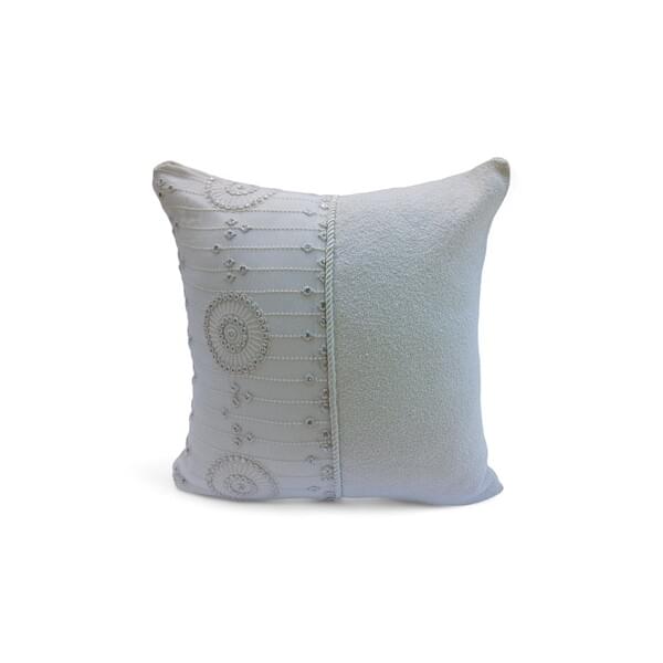 Emily square pillow cover – cream fabric with mirror circles for rent – DDNest | Rentlyz
