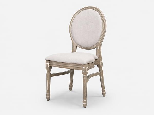 Venice chair with linen upholstery for rent – Sugoy Design | Rentlyz